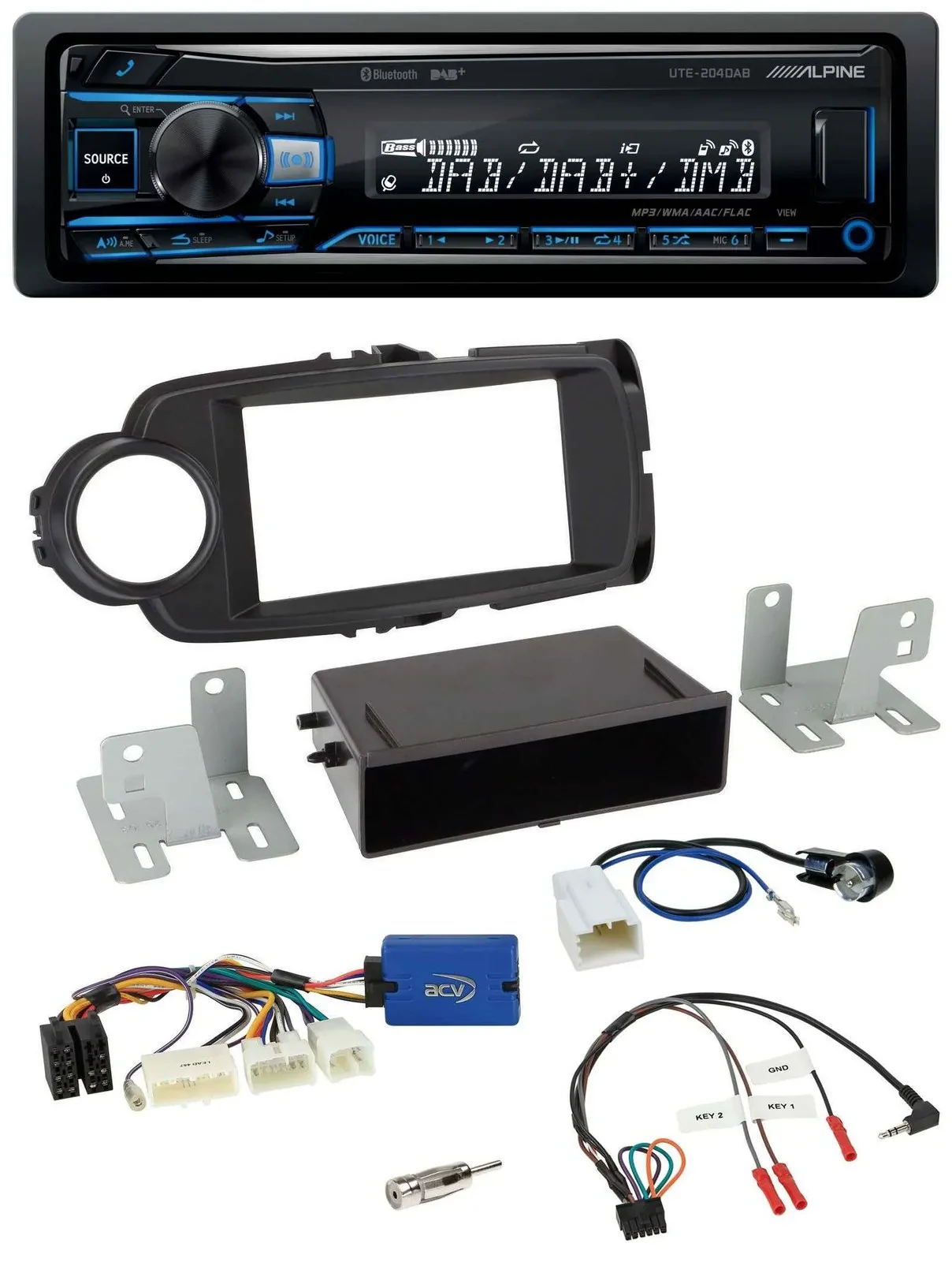 Автомагнитола Alpine USB Bluetooth DAB для Toyota Yaris (с 2014), черная