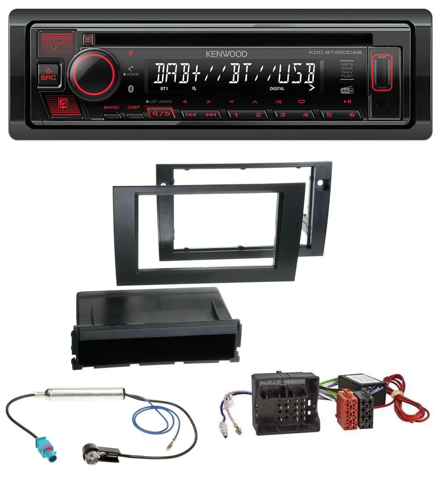 Автомагнитола Kenwood MP3/CD/USB, Bluetooth, DAB, для Audi A4 B7 (2004–2008)