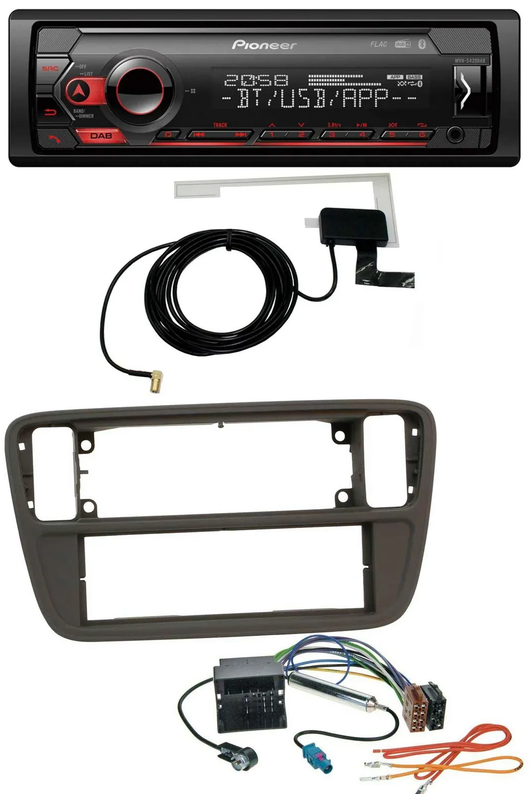 Pioneer DAB USB MP3 Bluetooth Autoradio für VW Up (AA, AAN, 2011-2016)