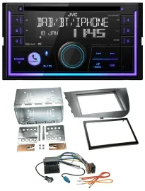 Автомагнитола JVC 2-DIN, DAB, Bluetooth, CD, MP3, серебристая, для Seat Leon 2005–2009