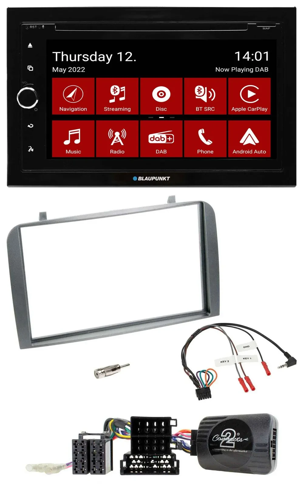 Blaupunkt 2DIN Lenkrad Bluetooth USB TMC DAB Navigation für Alfa Romeo GT 147 07
