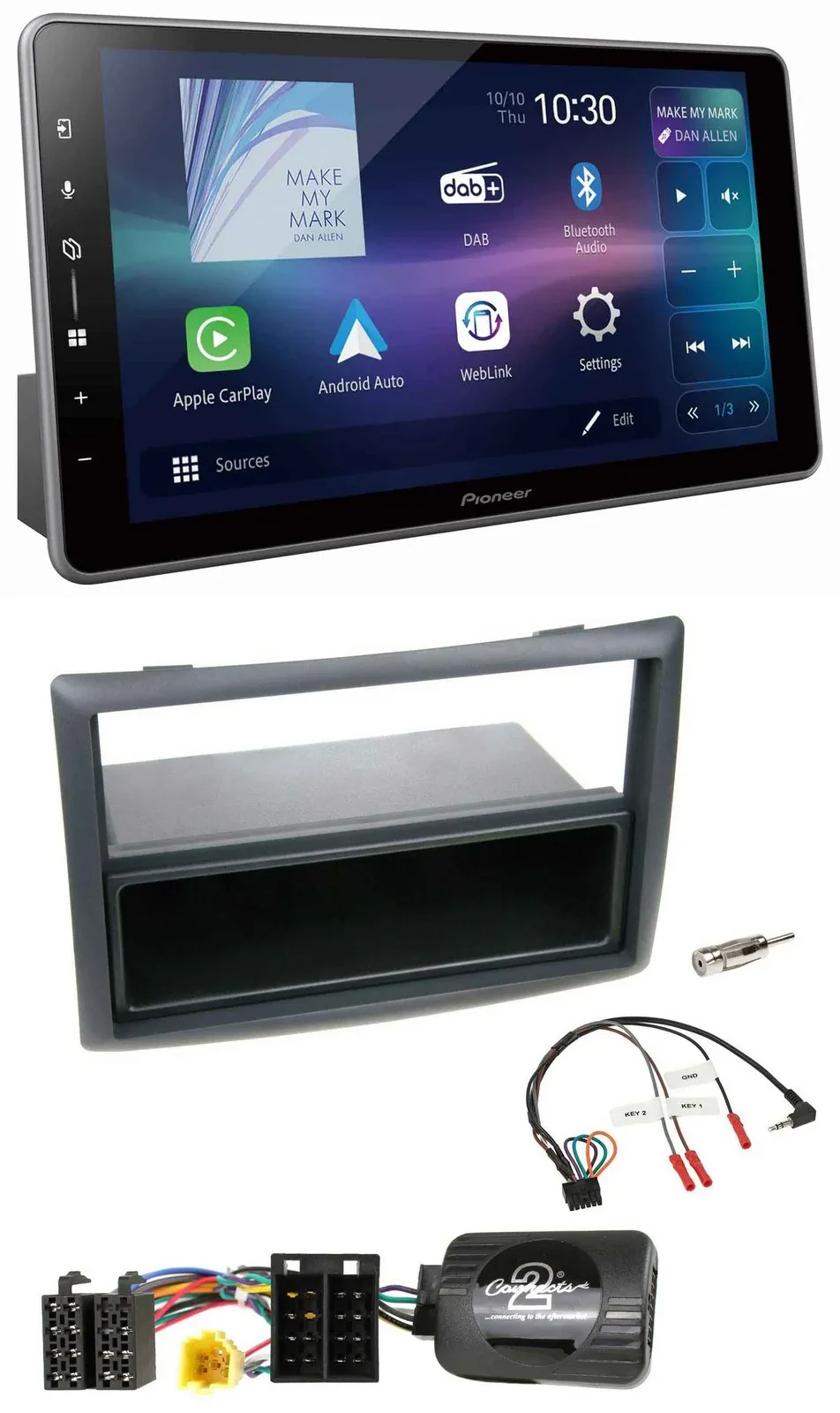 Автомагнитола Pioneer Bluetooth USB DAB для Renault Megane 2007–2008, черный