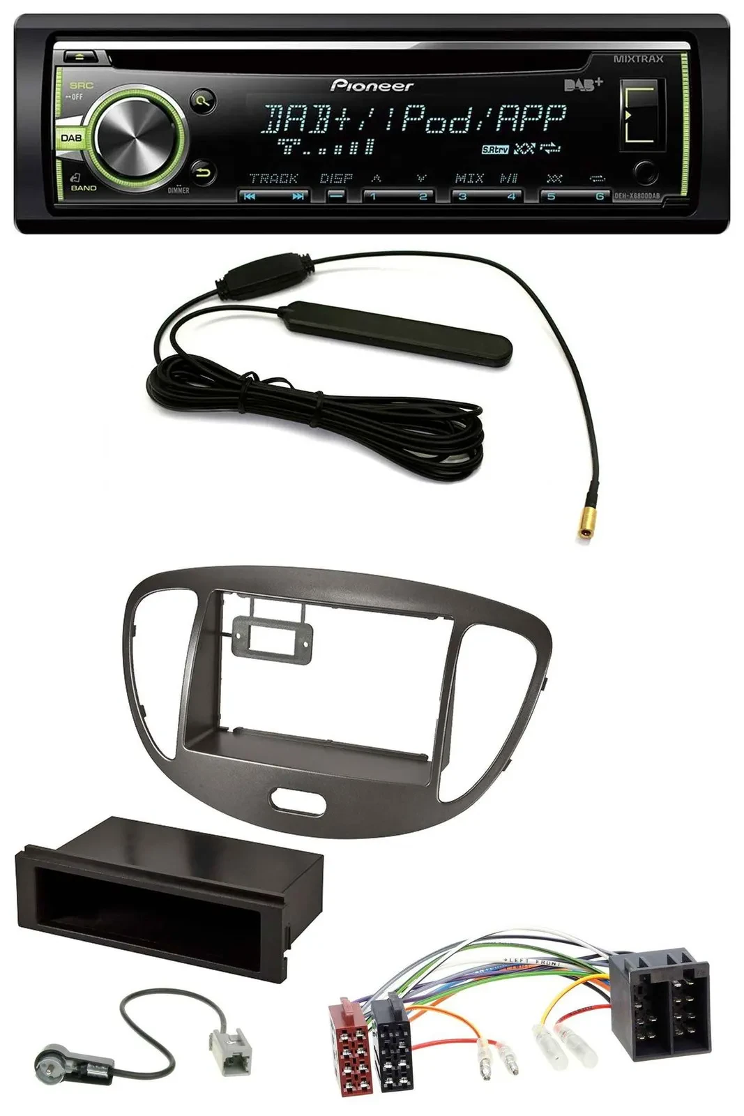 Автомагнитола Pioneer MP3/USB/CD/DAB/AUX для Hyundai i10 (2008–2013) тёмно-серый