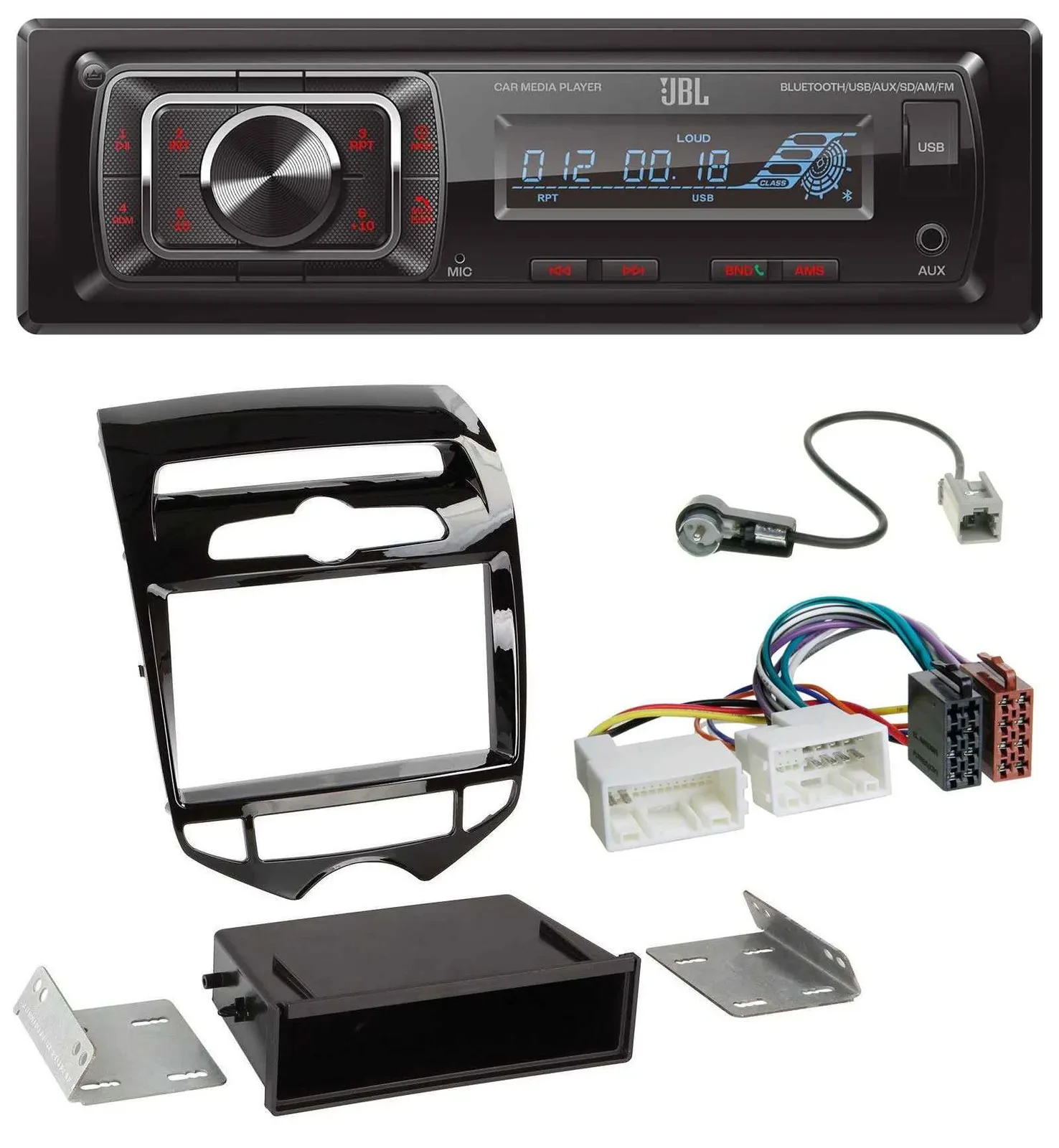Автомагнитола для Hyundai ix20 JBL SD, AUX, MP3, USB, Bluetooth (с 2010, автоматический климат-контроль)