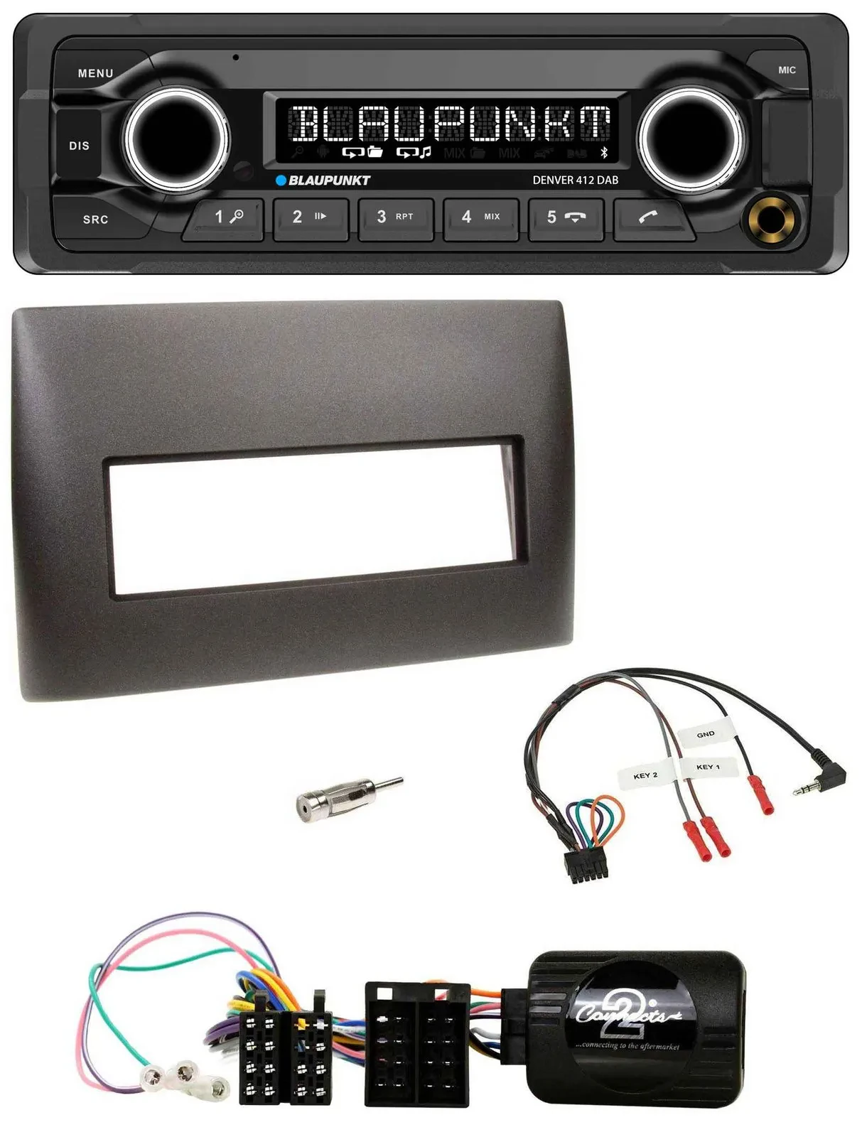 Автомагнитола для Fiat Stilo 2001–2007 Blaupunkt Bluetooth DAB USB черная