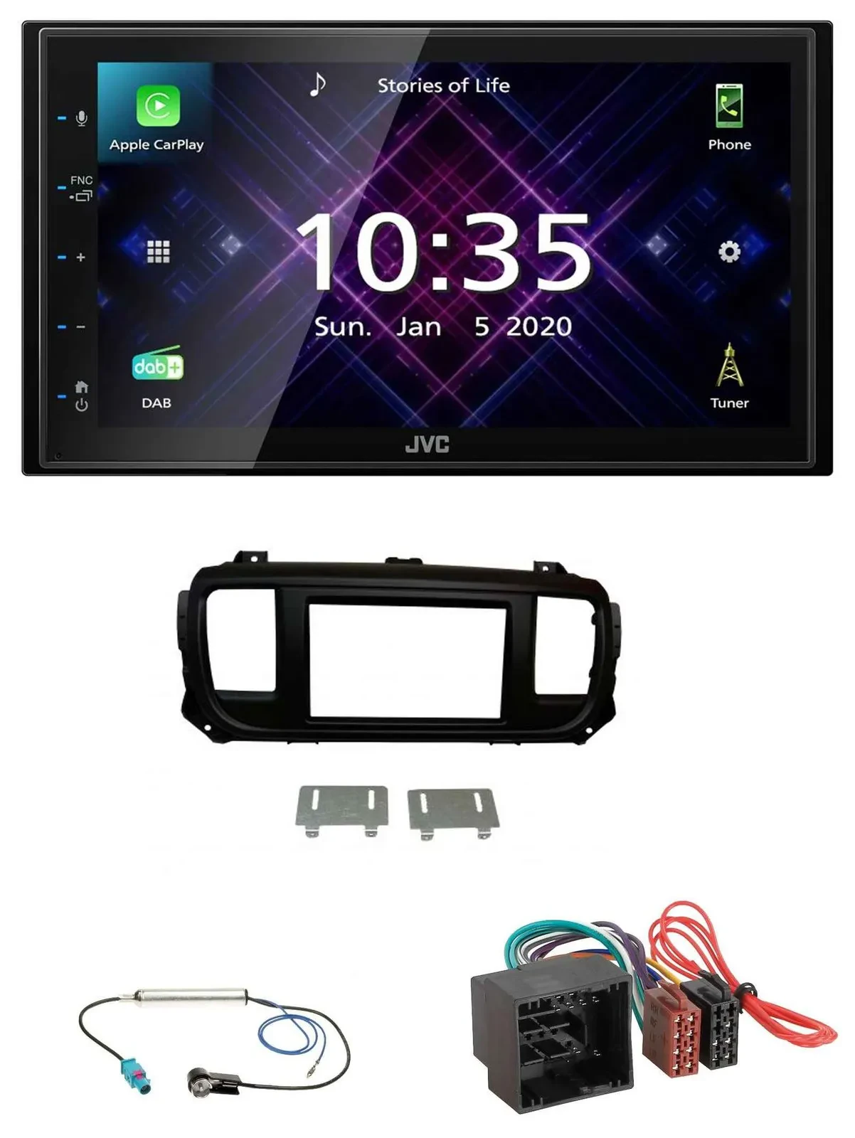 Автомагнитола для Citroen Jumpy/Spacetourer (с 2016) JVC 2DIN, DAB, Bluetooth, USB, MP3