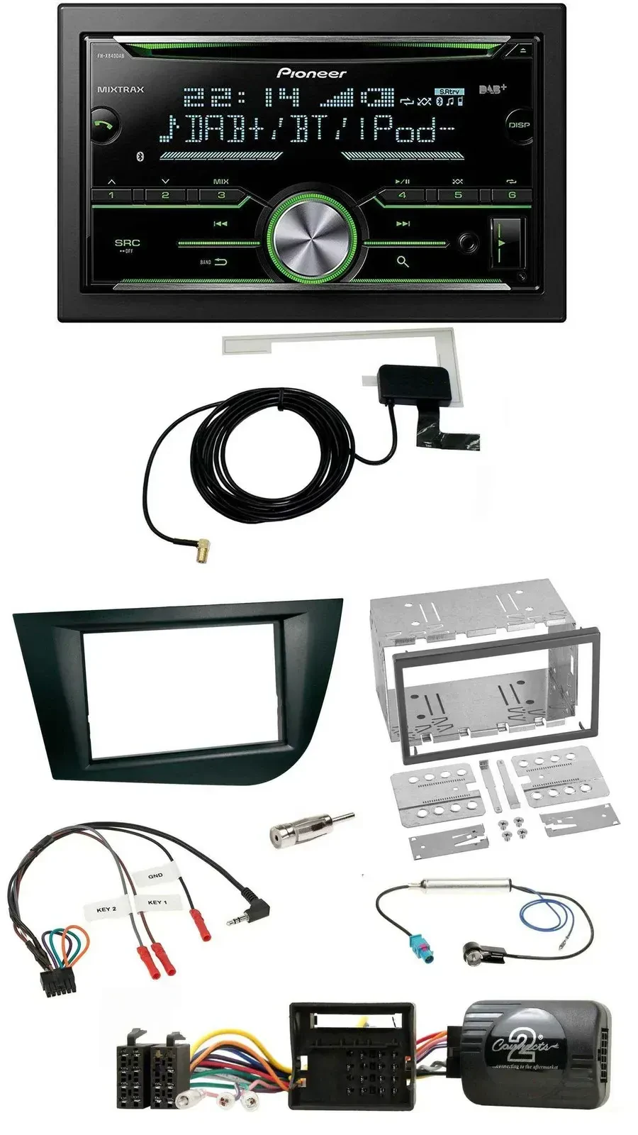 Автомагнитола Pioneer 2DIN, CD, USB, Bluetooth, DAB, для Seat Leon 2005–2009, черная
