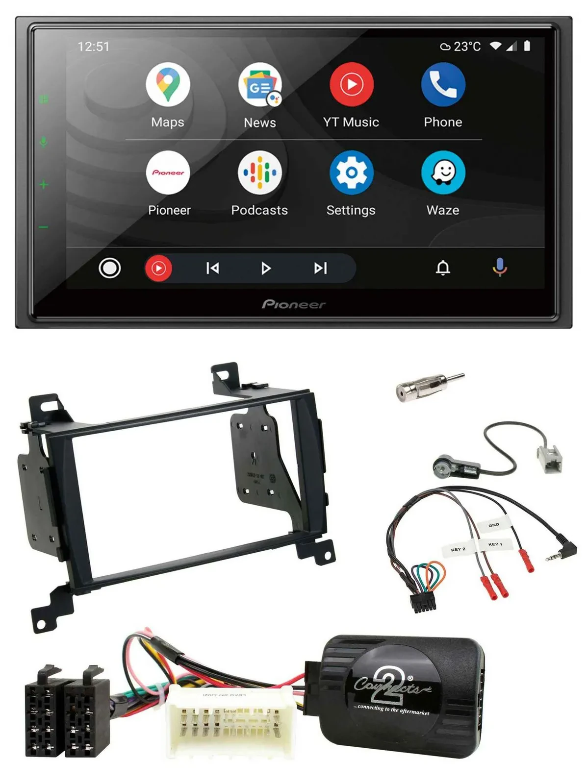 Pioneer USB 2DIN DAB Lenkrad Bluetooth Autoradio für Hyundai Santa Fe 07-12