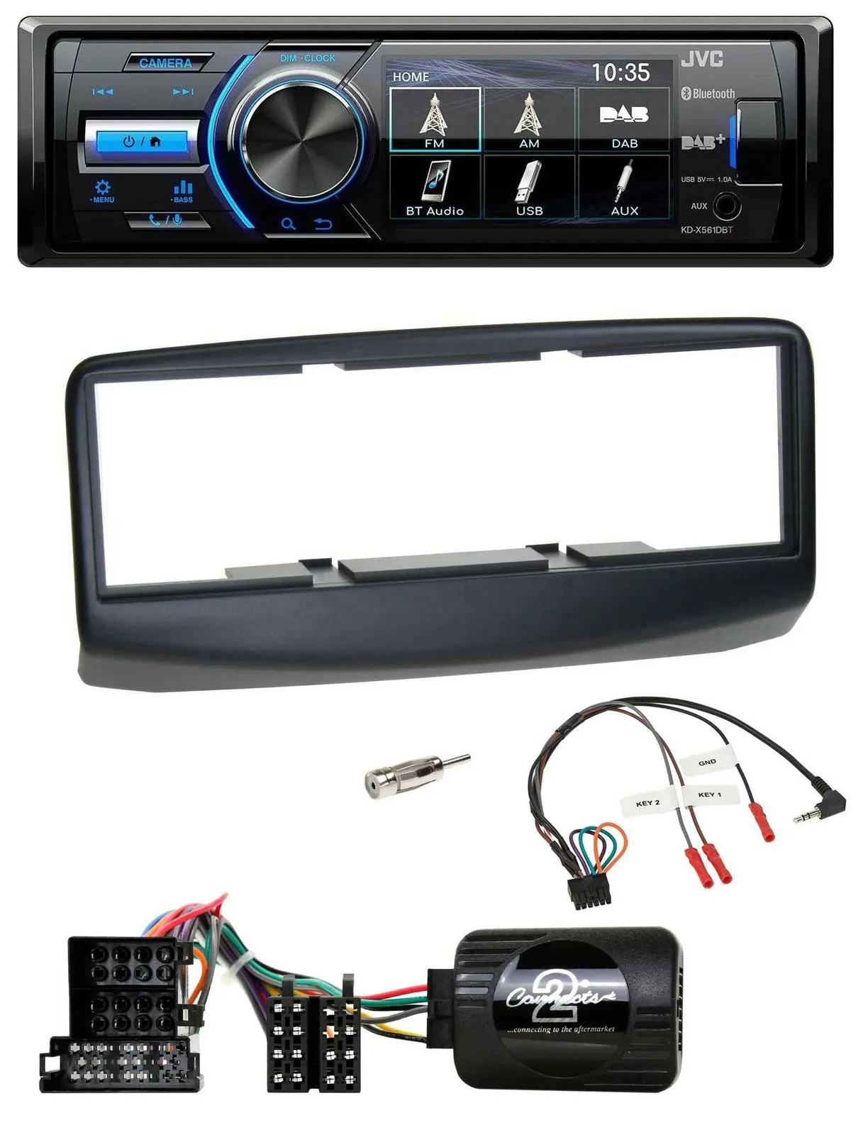 Автомагнитола JVC Bluetooth USB DAB для Fiat Multipla 2006–2010