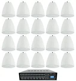 Restaurant Multi Room Audio System+(20) 6.5" White Hanging Pendant Speakers