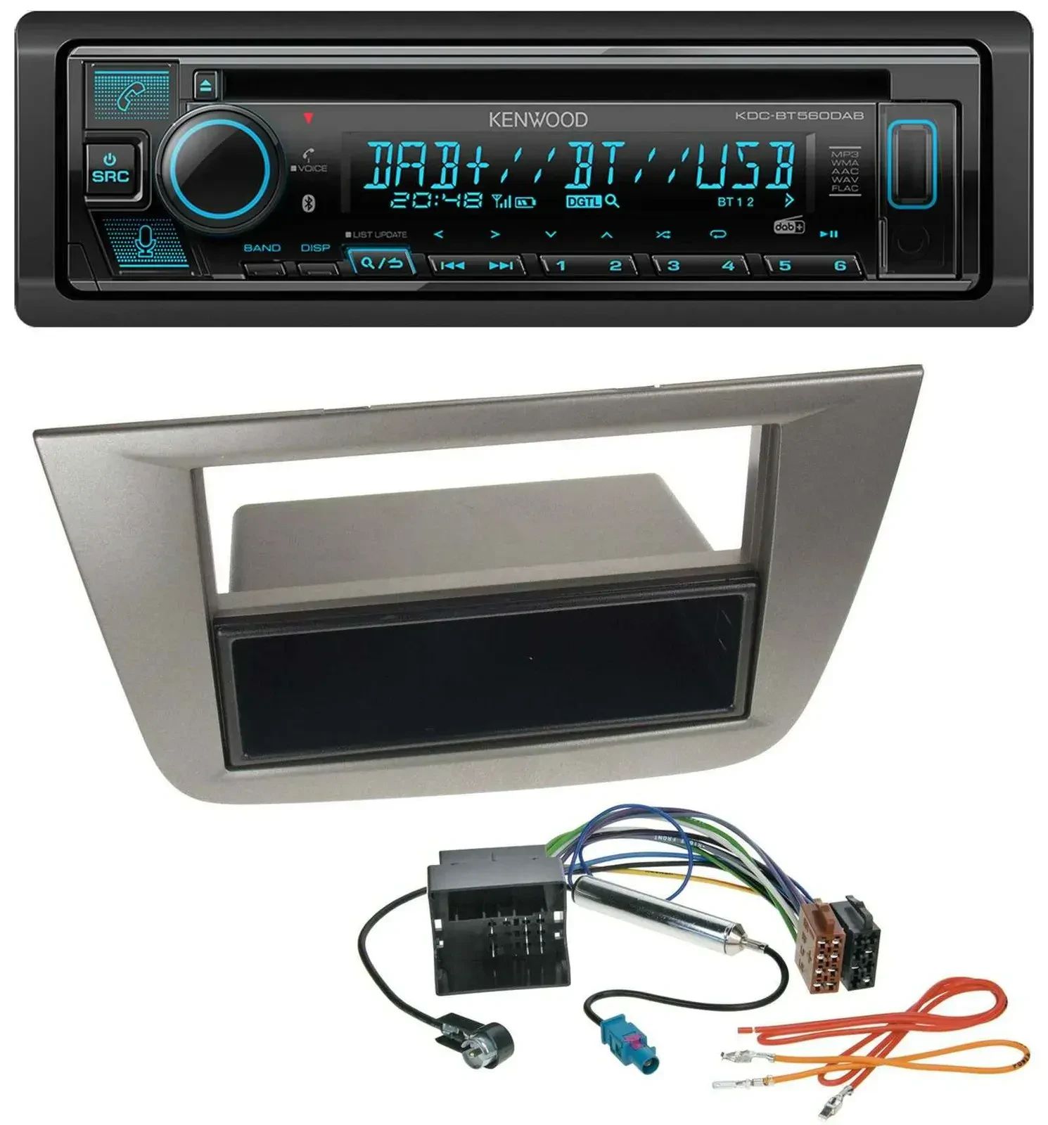 Автомагнитола Kenwood для Seat Altea/Toledo (с 2005) Bluetooth, DAB, CD/MP3, USB, антрацит