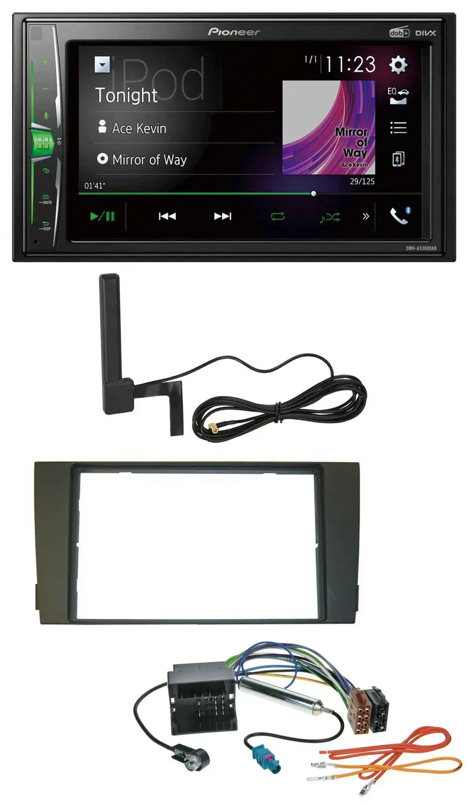 Автомагнитола Pioneer 2-DIN, Bluetooth, DAB, MP3, AUX для Audi A6 (C5) 2001–2005, Quadlock