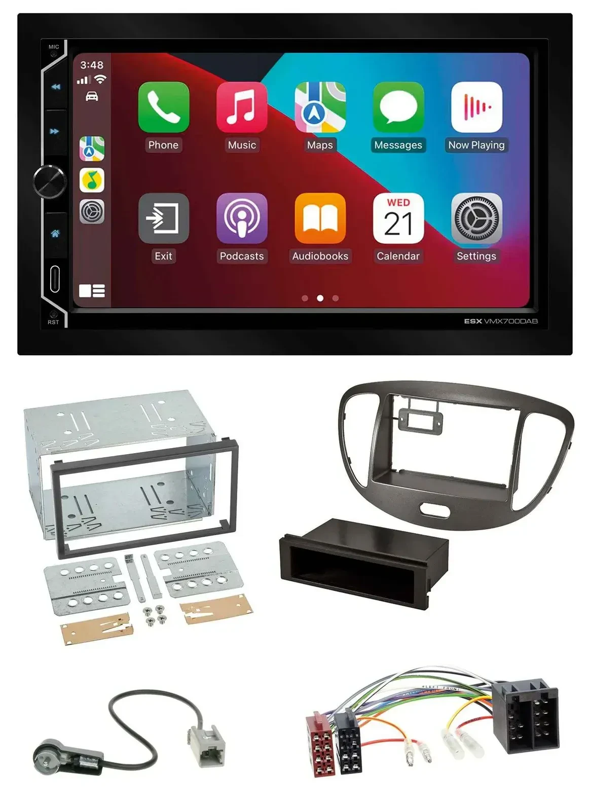 ESX 2DIN DAB USB MP3 Bluetooth Autoradio für Hyundai i10 2008-13 dunkelsilber