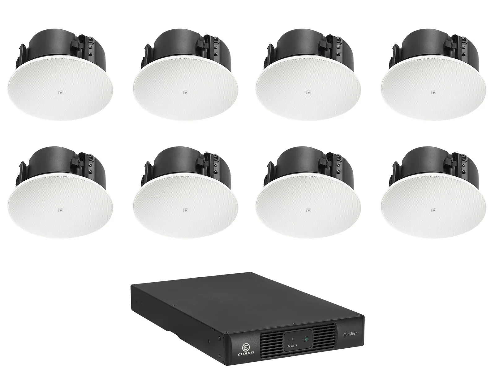 (8) JBL Control 424LP 4" Low Profile 70v Commercial Ceiling Speakers+Crown Amp
