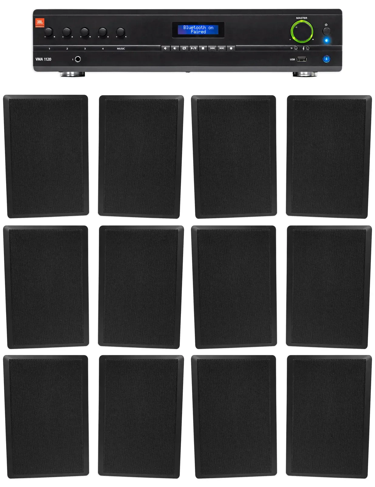 Настенная акустика JBL Rock Slim 70B Black с усилителем (12 штук)