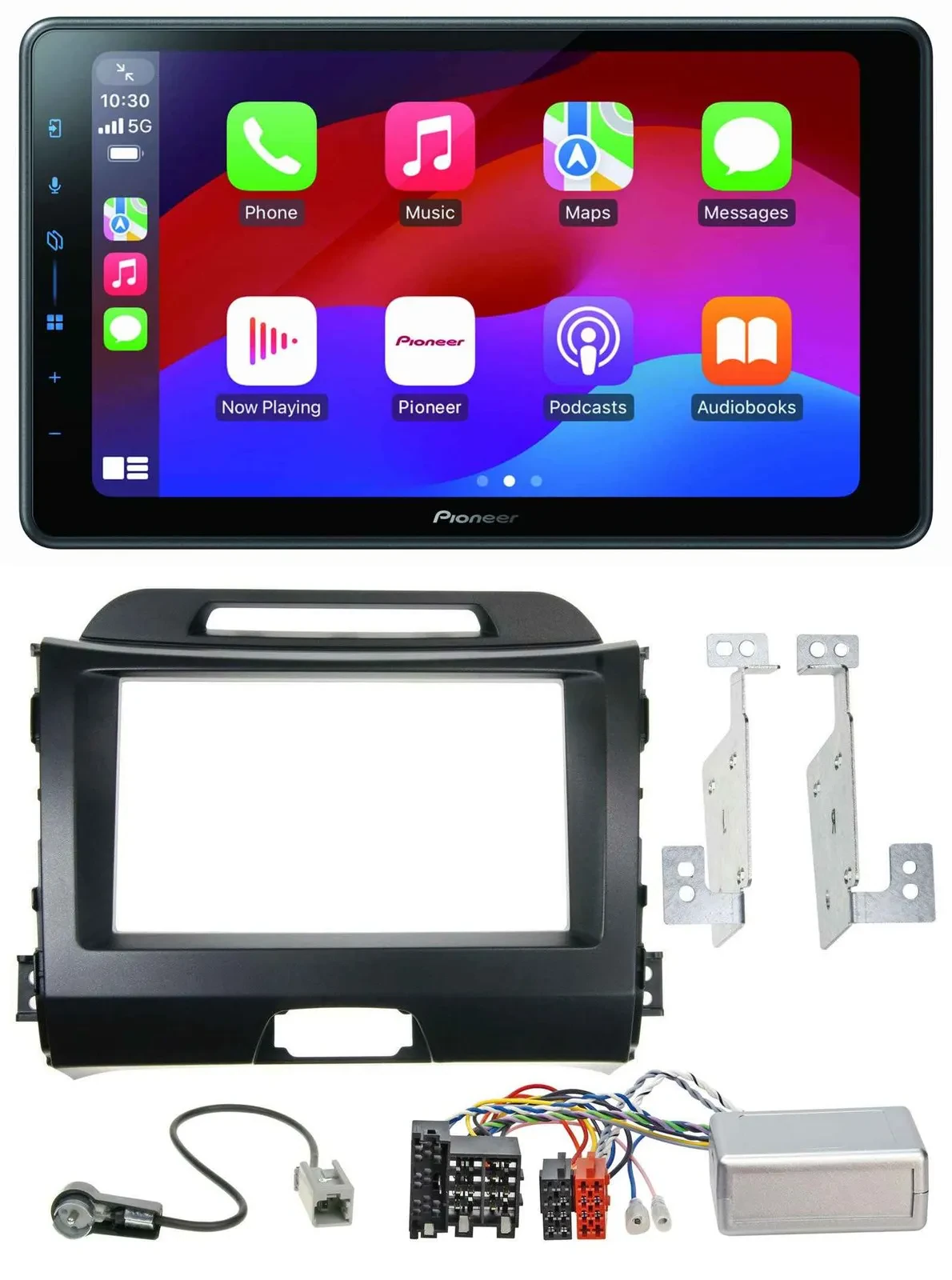 Автомагнитола для Kia Sportage III (2010–2015) Pioneer 2-DIN, Bluetooth, USB, DAB, совместимая с управлением на руле, чёрная