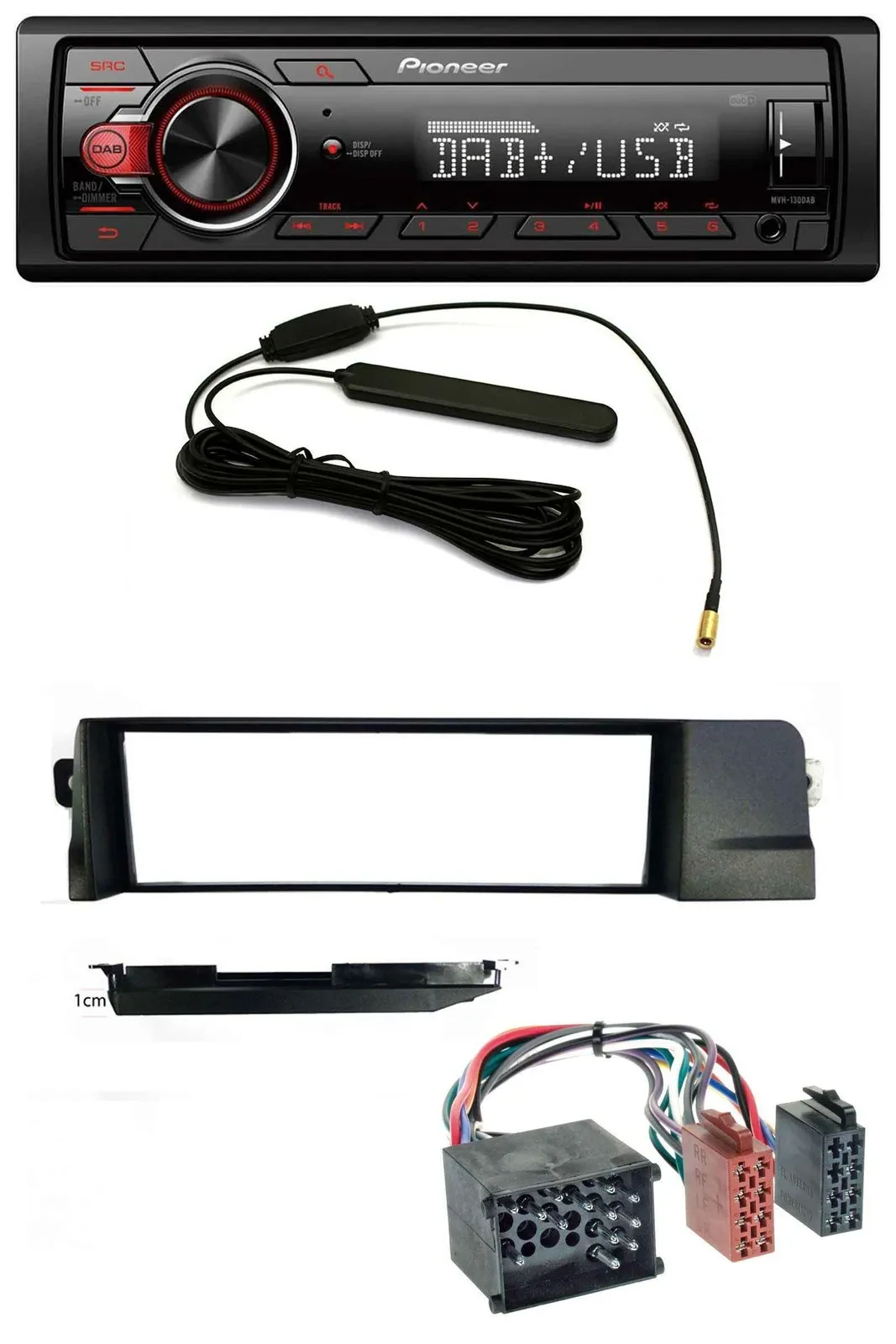 Pioneer MP3 DAB 1DIN AUX USB Autoradio für BMW 3er E46 Profiversion Rundpin