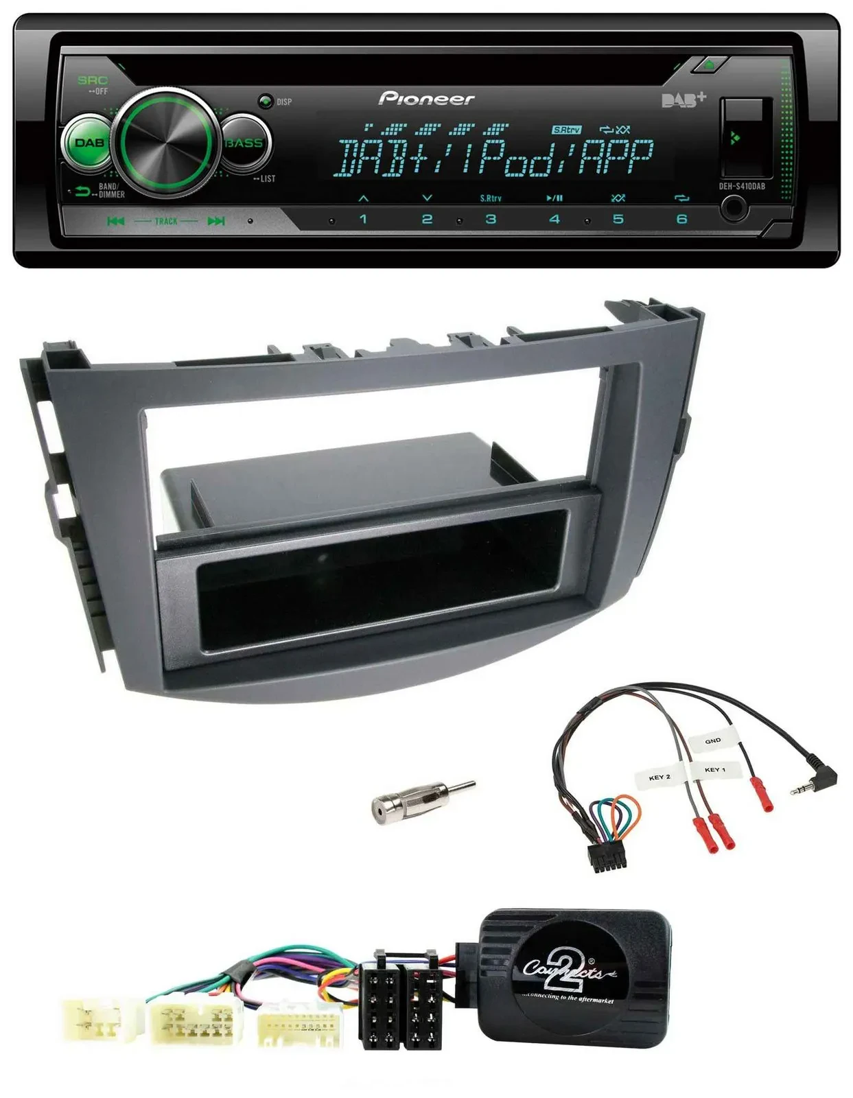 Автомагнитола Pioneer для Toyota RAV4 (2006–2011) CD, USB, MP3, DAB, поддержка управления на руле
