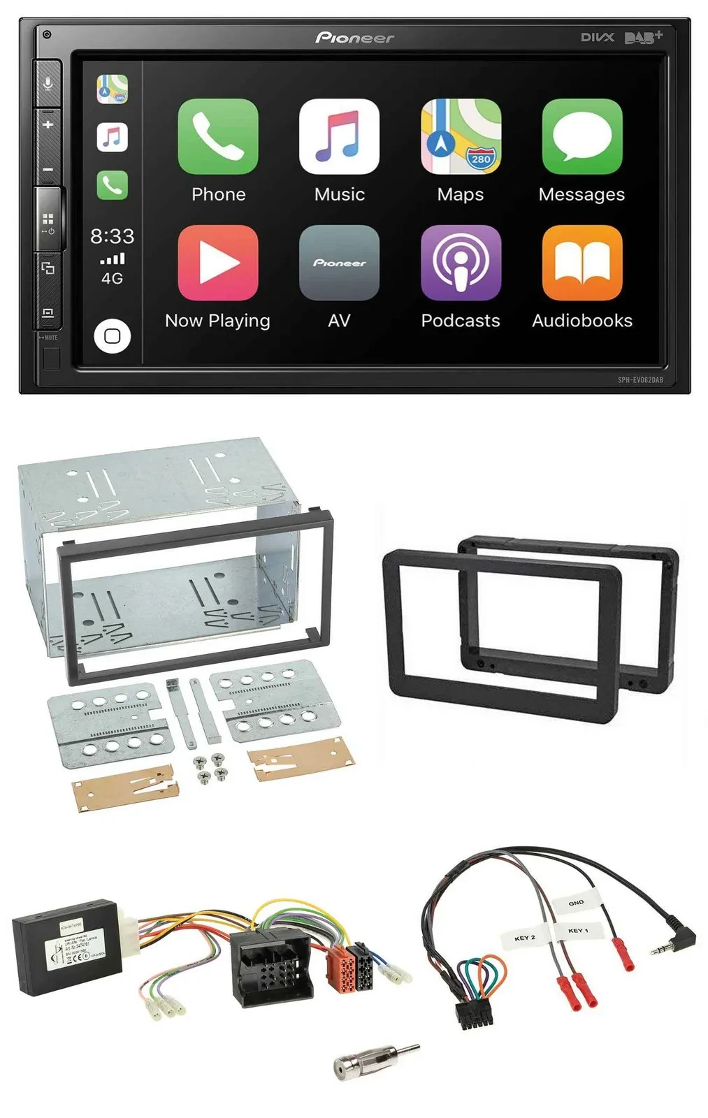 Pioneer USB Lenkrad DAB 2DIN Bluetooth Autoradio für Alfa Romeo Brera 159 Spider