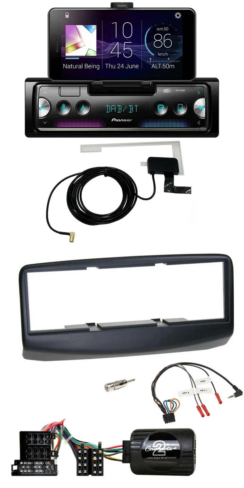 Автомагнитола Pioneer DAB, Bluetooth, USB, управление на руле для Fiat Multipla 2006-2010