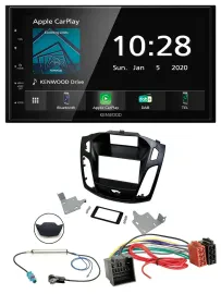 Kenwood Bluetooth MP3 DAB USB 2DIN Autoradio für Ford Focus ab 2018 schwarz