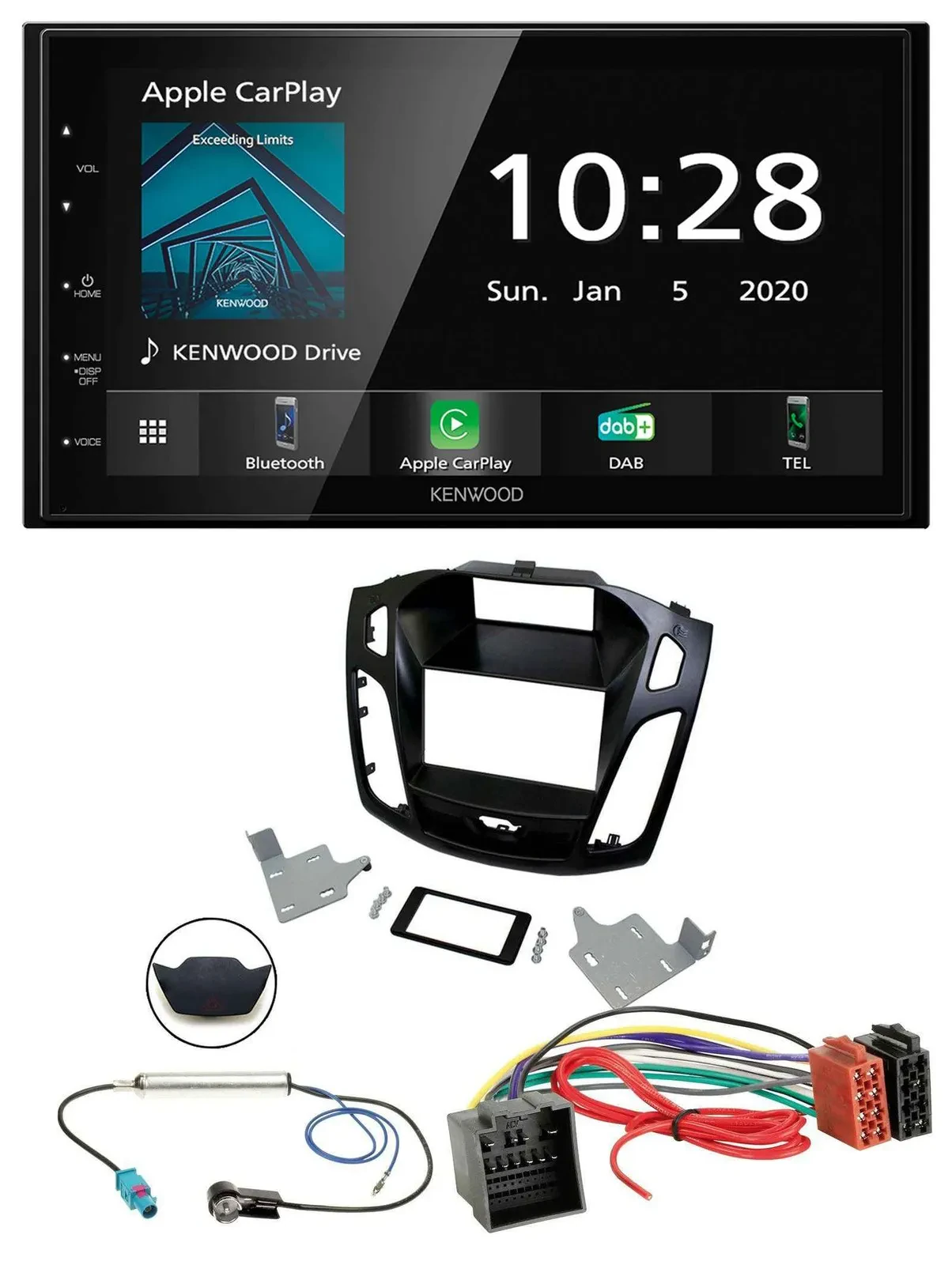 Kenwood Bluetooth MP3 DAB USB 2DIN Autoradio für Ford Focus ab 2018 schwarz