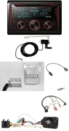 Pioneer 2DIN Lenkrad DAB USB CD Bluetooth Autoradio für Dacia ab 2012 hellsilber