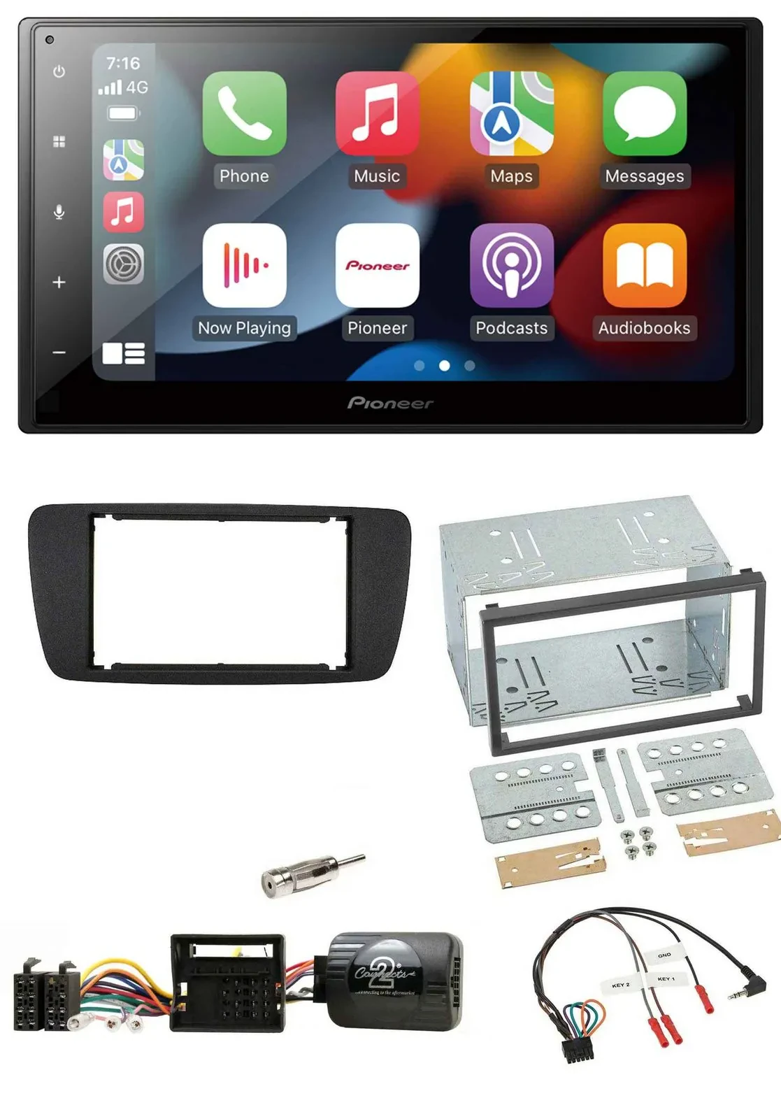 Pioneer DAB Bluetooth 2DIN USB Lenkrad Autoradio für Seat Ibiza ab 08 nitschwarz