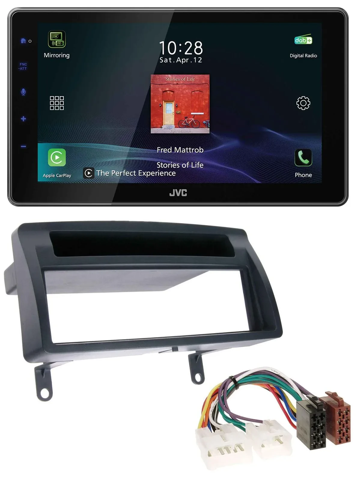 JVC DAB MP3 Bluetooth USB Autoradio für Toyota Corolla E12 2003-2008 dunkelgrau