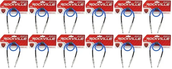 Патч-кабель инструментальный Rockville RCGT1.5BL Blue 0.45 м (12 штук)