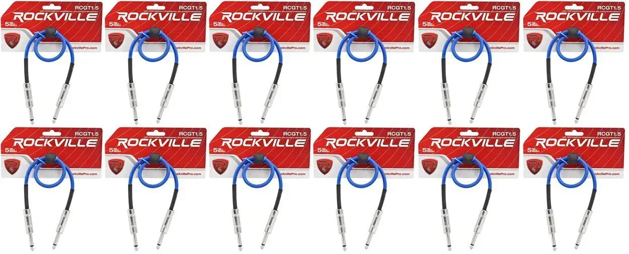 Патч-кабель инструментальный Rockville RCGT1.5BL Blue 0.45 м (12 штук)