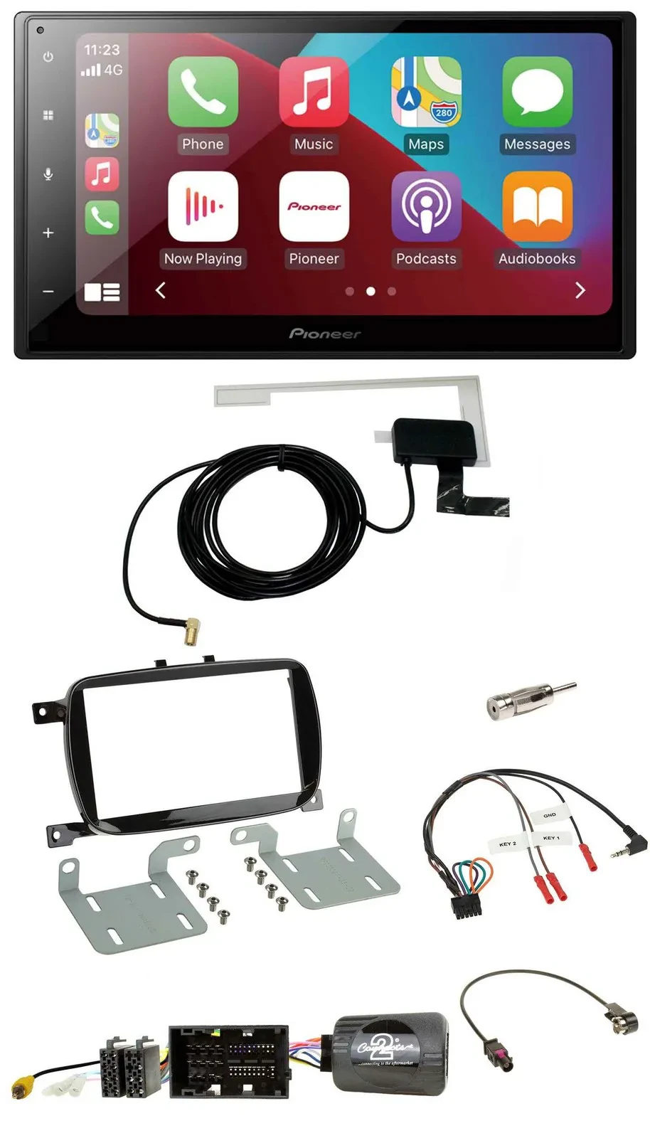 Pioneer USB Bluetooth DAB Lenkrad 2DIN Autoradio für 500 X ab 2016 Facelift Pian