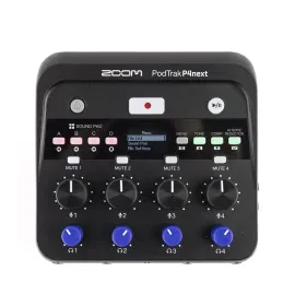 Zoom PodTrak P4next Podcast Recorder with PodMic Dynamic Podcasting Microphone,