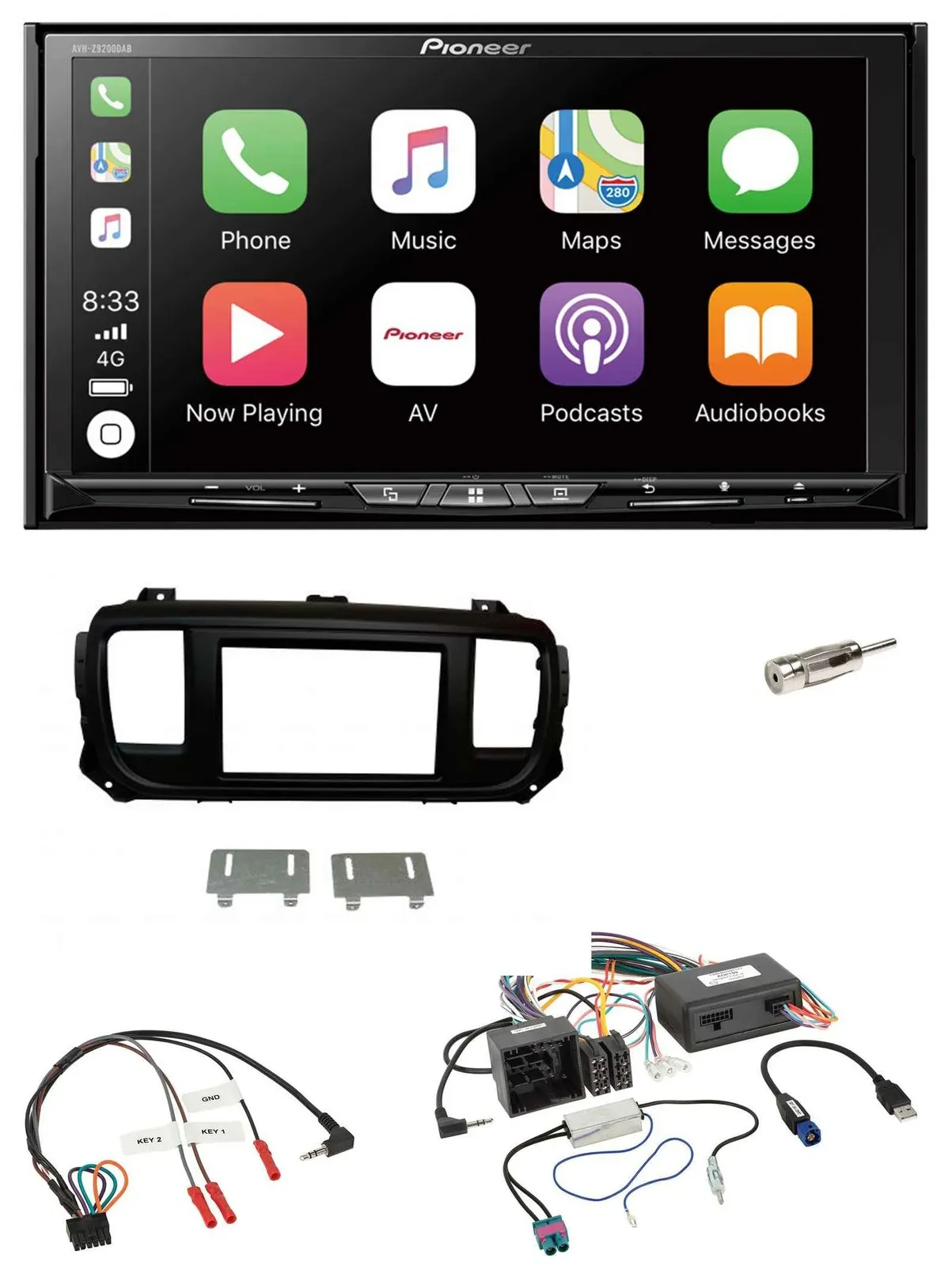 Автомагнитола для Citroen Jumpy Spacetour Pioneer 2-DIN, USB, DAB, DVD, Bluetooth, поддержка управления с руля