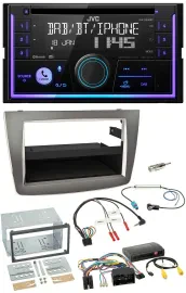 Автомагнитола JVC 2DIN, USB, DAB, Bluetooth, CD, серебристая, для Alfa Romeo Mito (2014–2018)