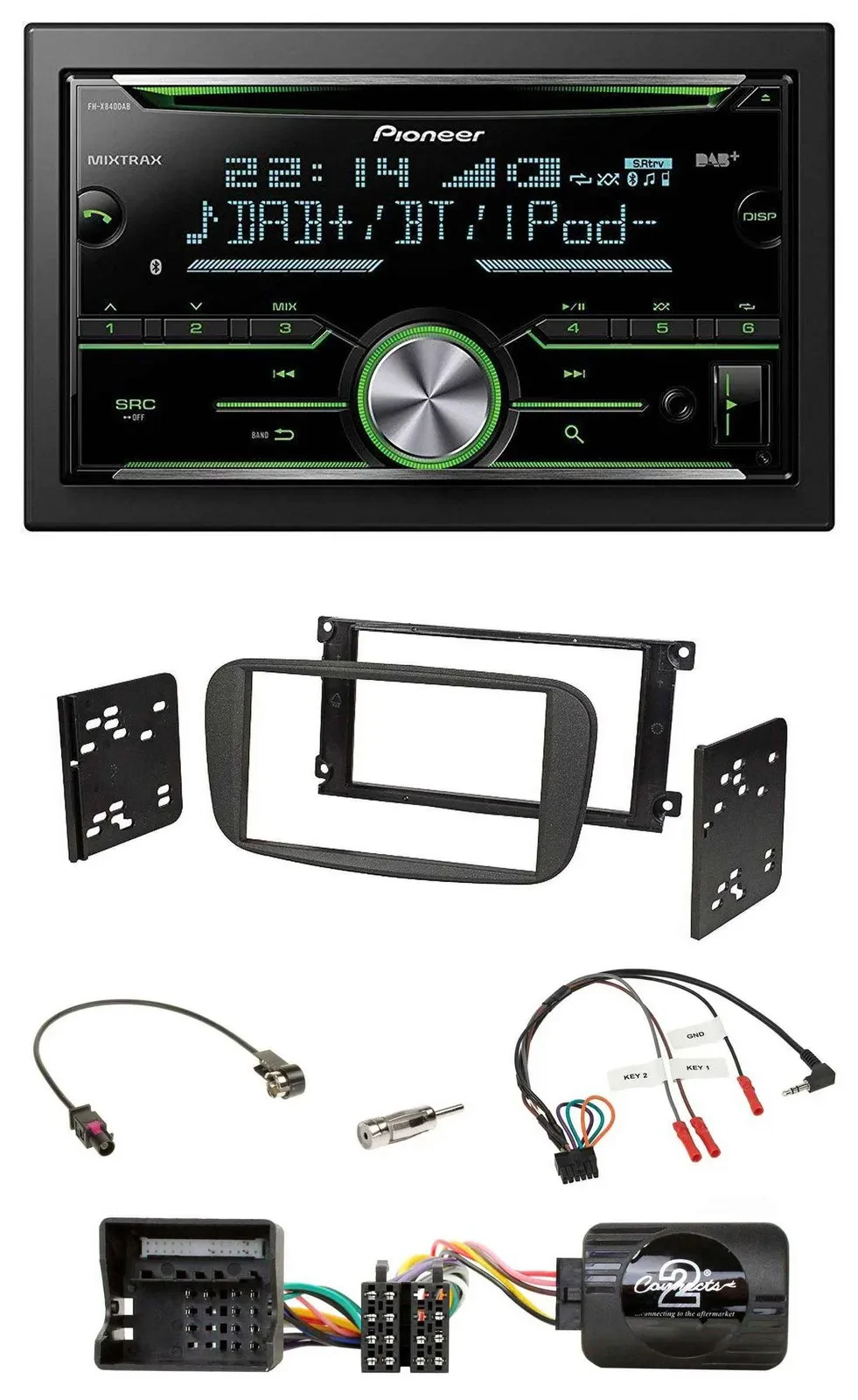 Pioneer Bluetooth Lenkrad DAB 2DIN USB CD Autoradio für Ford Galaxy Focus C-Max