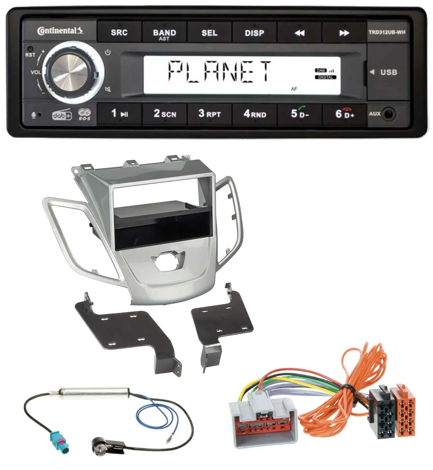 Continental USB 1DIN AUX DAB MP3 Autoradio für Ford Fiesta 08-10 JA8 ohne Displa