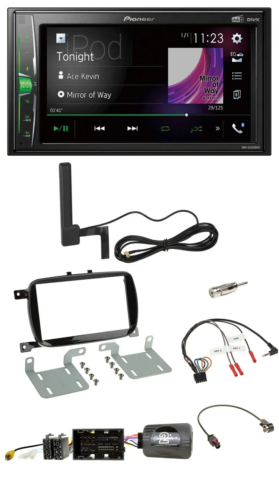 Автомагнитола для 500X Pioneer 2DIN, Bluetooth, DAB, MP3