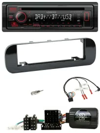 Kenwood Lenkrad CD USB Bluetooth DAB Autoradio für Fiat Panda 12-20 schwarz glän