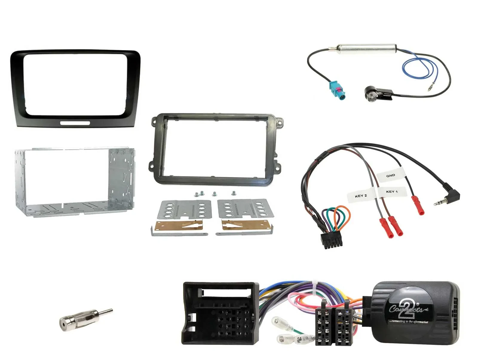 Radioset Lenkradadapter Doppel DIN Autoradio für Skoda Superb 2008-2015 schwarz
