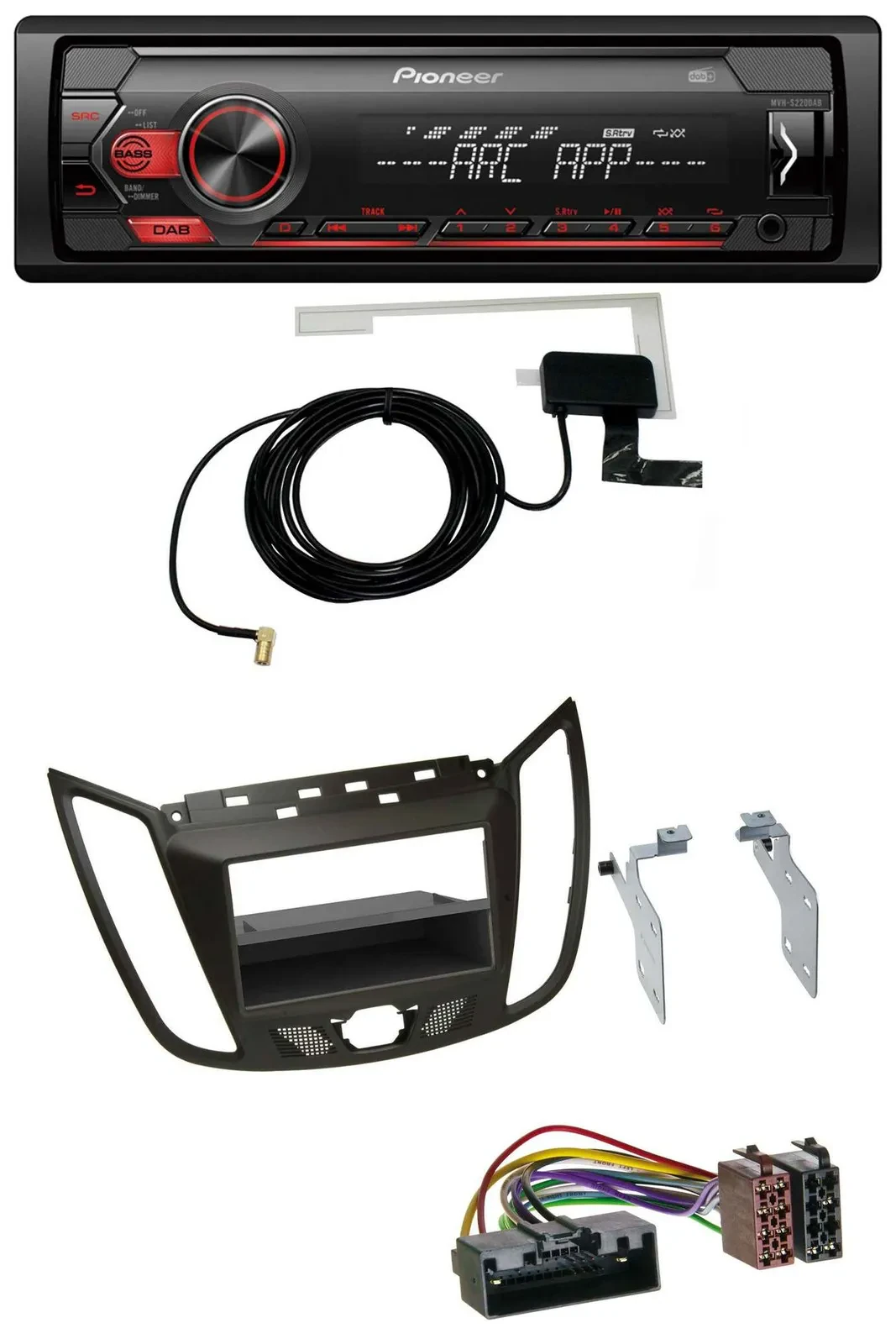 Автомагнитола Pioneer 1-DIN USB DAB MP3 AUX для Ford C-Max/Kuga темно-коричневая