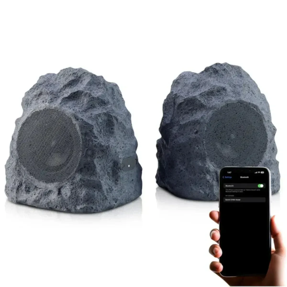 Bluetooth Outdoor Rock Speakers Pair, TWS, Waterproof Patio Sound System