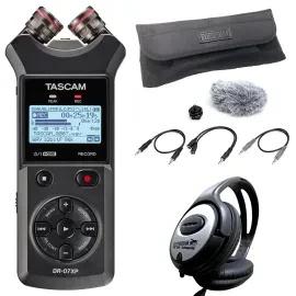 Tascam DR-07XP Audio-Recorder mit DR11CMK Zubehörset und keepdrum Kopfhörer