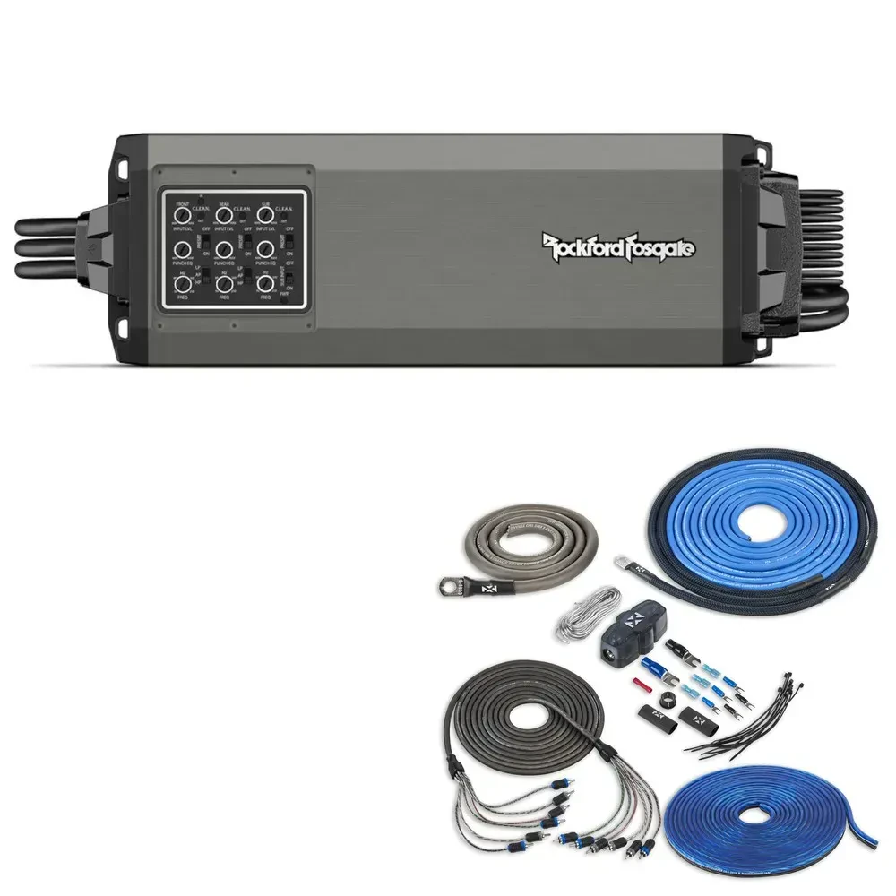 Усилитель мощности для морского применения Rockford Fosgate M5-1500X5 5-Channel (набор) с NVX 4 Gauge Amp Kit