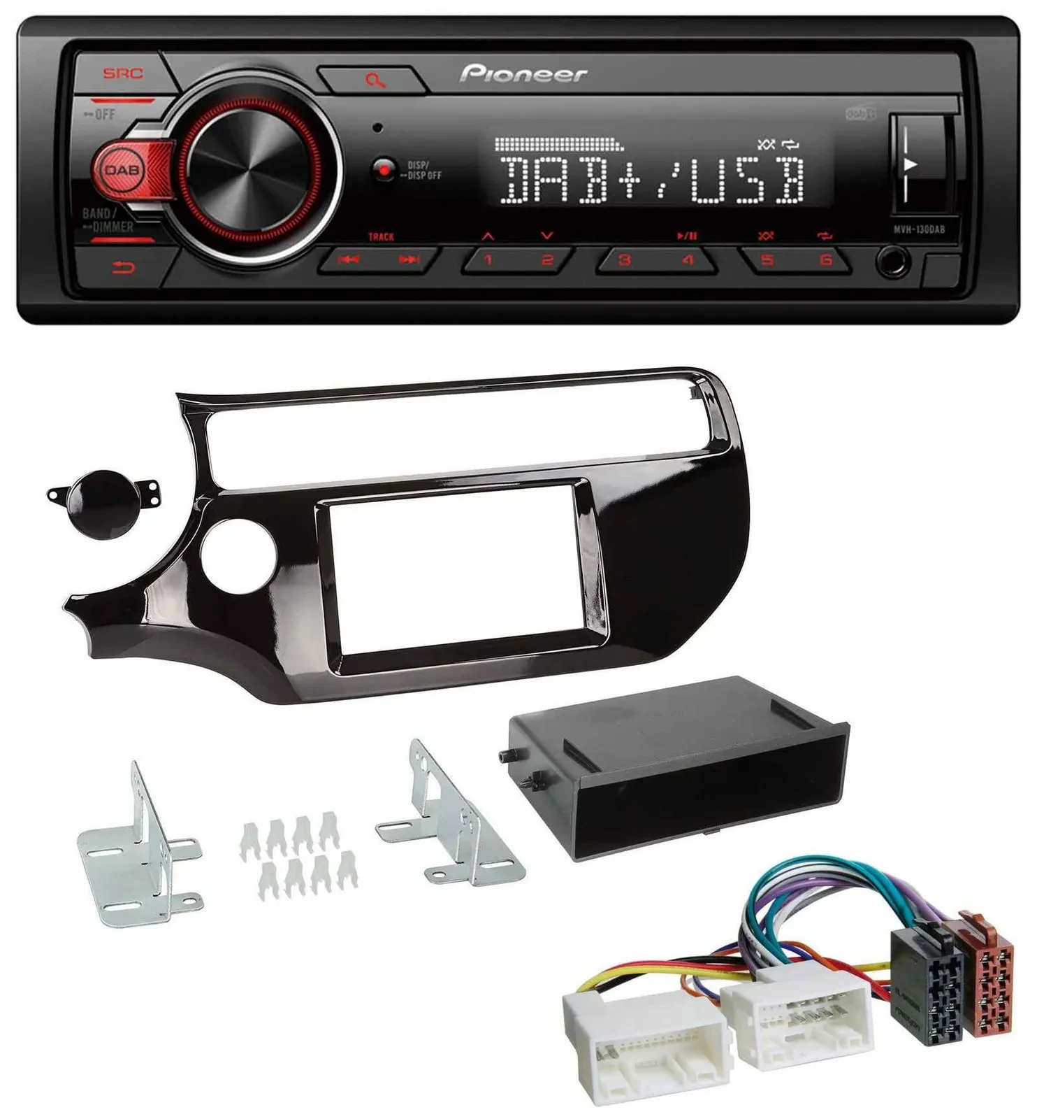 Автомагнитола для Kia Rio UB (с 2015) Pioneer 1-DIN MP3 DAB USB AUX чёрный (piano black)