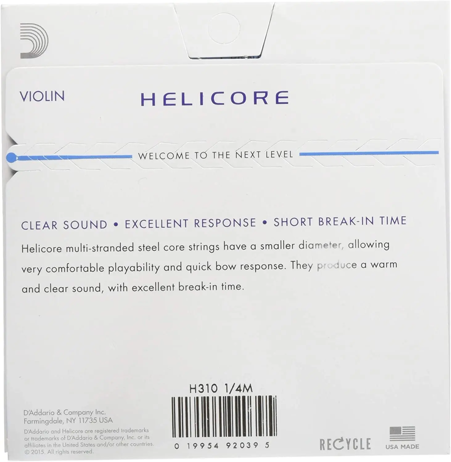 Струны для скрипки D'Addario Helicore H310 1/4M