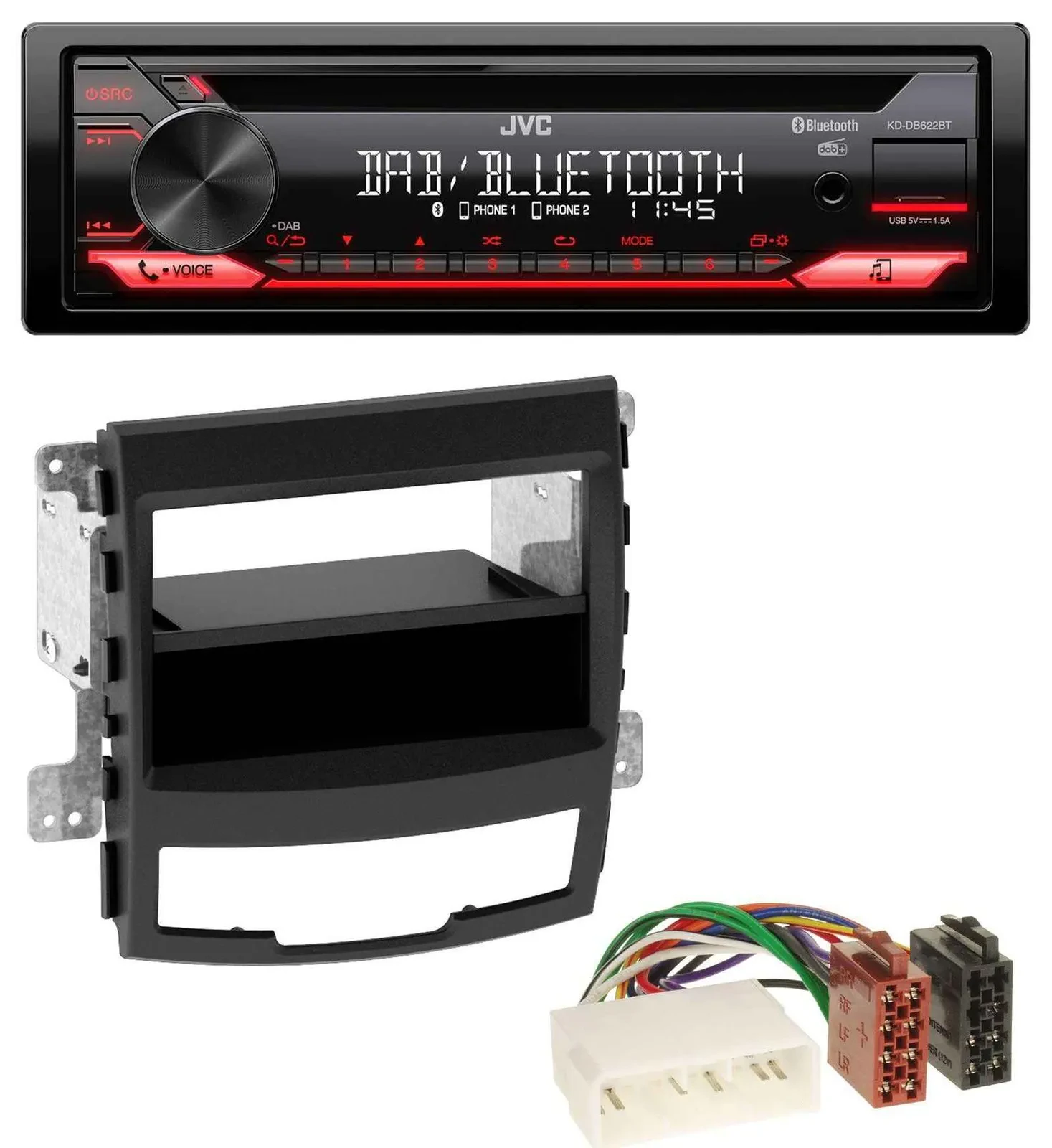 Автомагнитола для SsangYong Korando CK (2010–2013) JVC CD, DAB, USB, Bluetooth, MP3