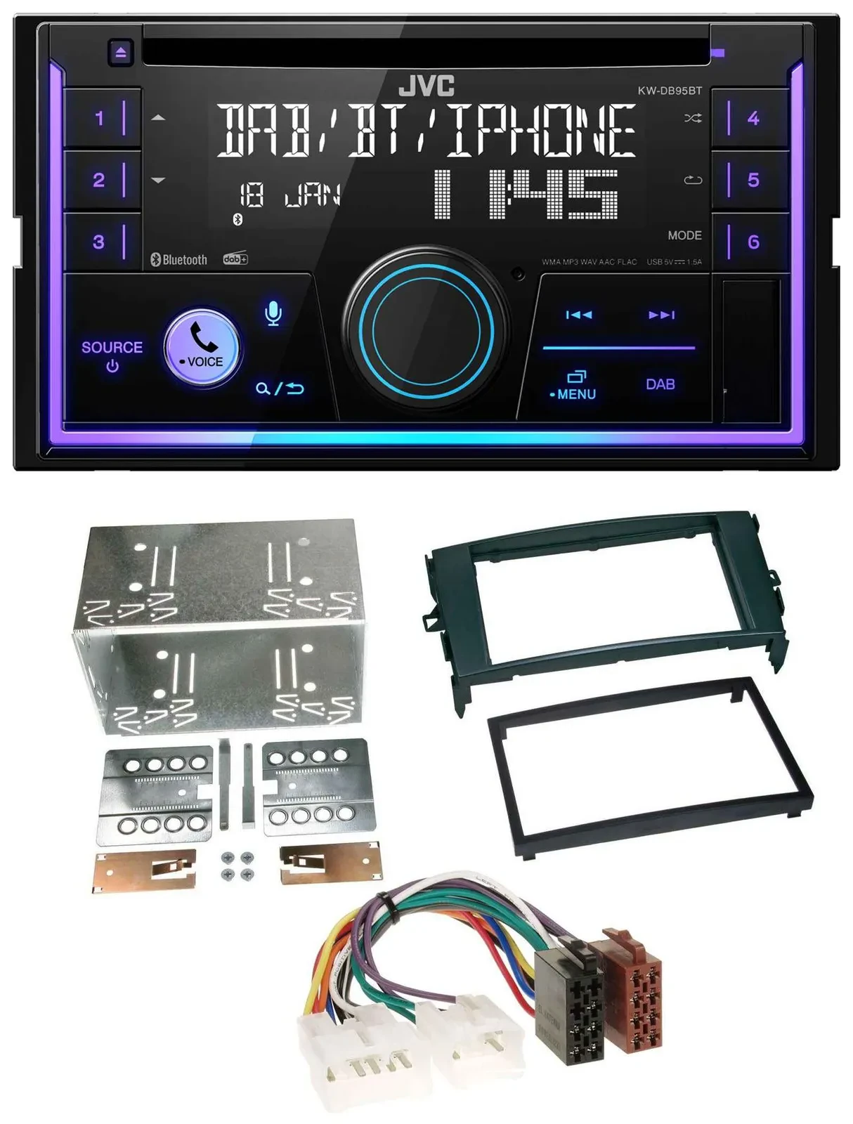 JVC MP3 USB 2DIN DAB Bluetooth CD Autoradio für Toyota Auris 07-12 schwarz