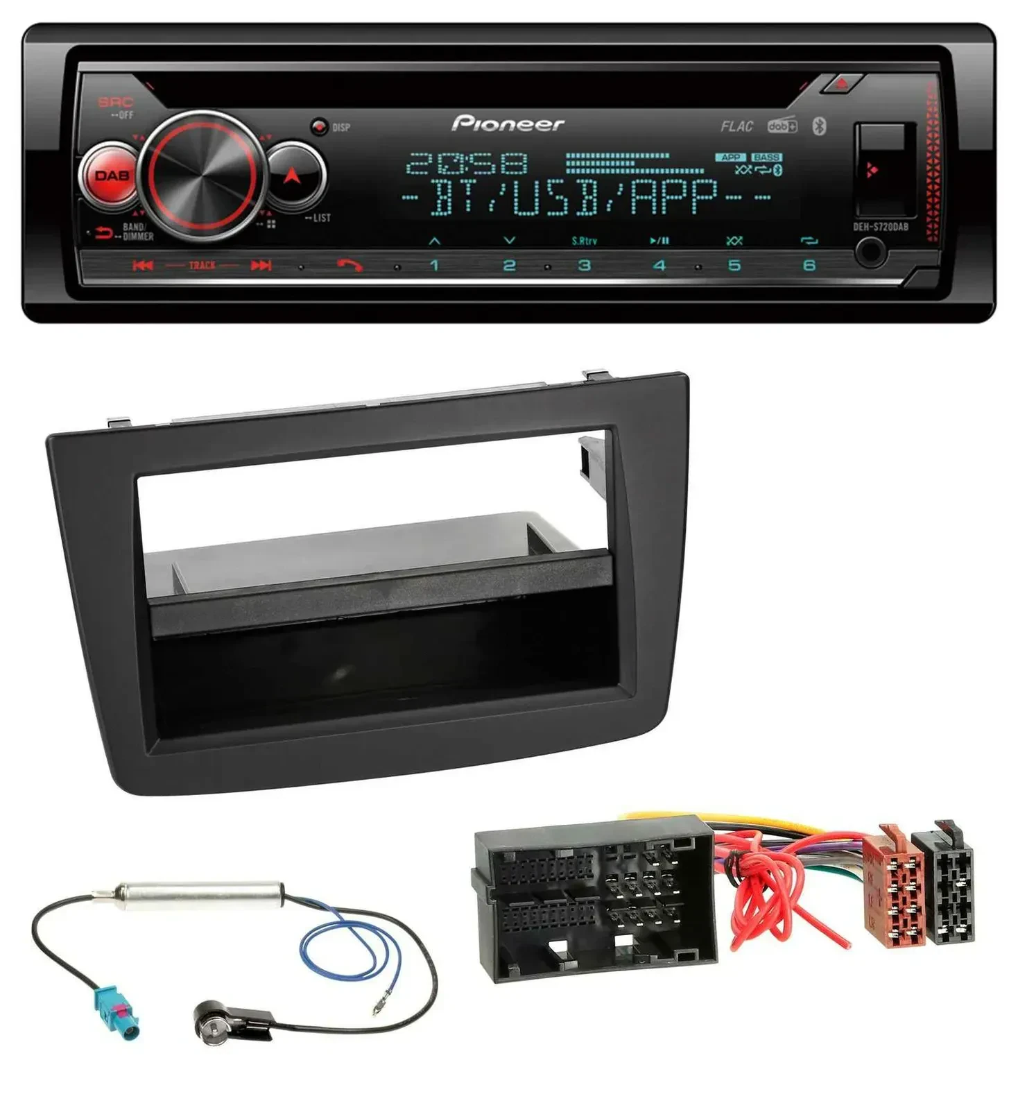 Автомагнитола Pioneer CD, DAB, Bluetooth, USB для Alfa Romeo Mito (955, с 2014), черный