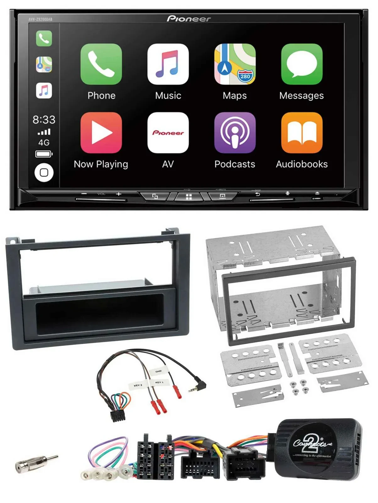 Pioneer 2DIN Lenkrad USB DAB DVD Bluetooth Autoradio für Saab 9-3 2008-2012